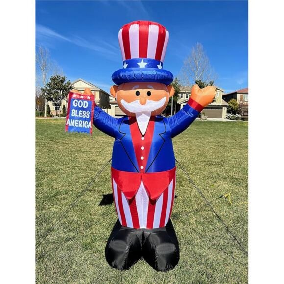 6 Foot Tall Patriotic Independence Day 4th of July Inflatable Uncle Sam LED